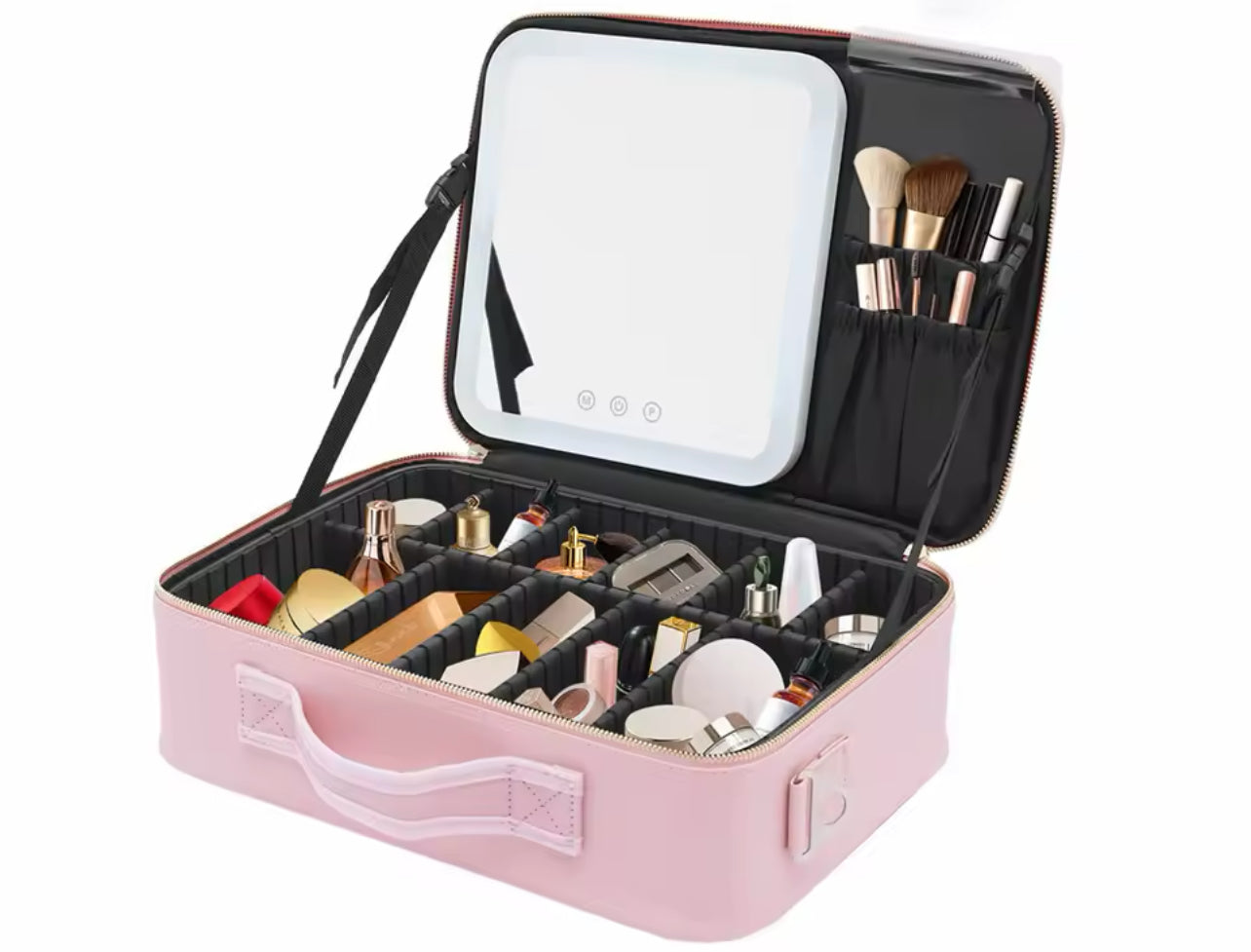 Mirror led makeup travel bag