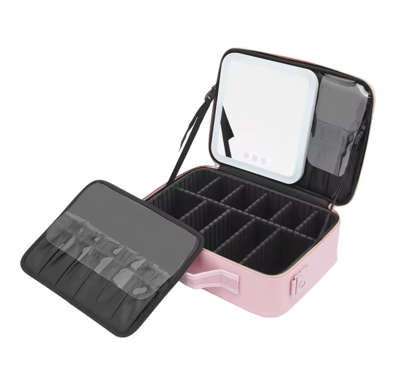 Mirror led makeup travel bag